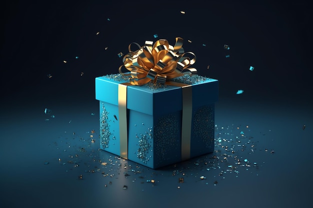 Ilustración de caja de regalo azul foto