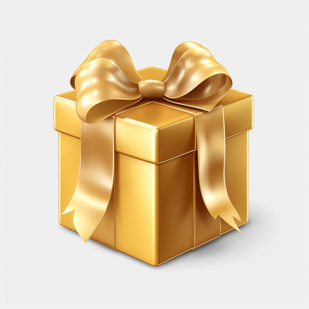 Ilustración de caja de regalo dorada 3d con cinta dorada