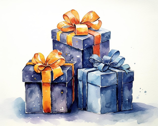 Ilustración de cajas de regalos sobre fondo blanco