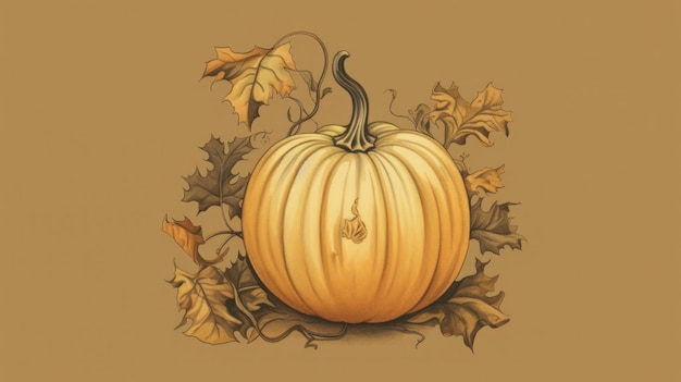 Ilustración de una calabaza de Halloween en tonos beige