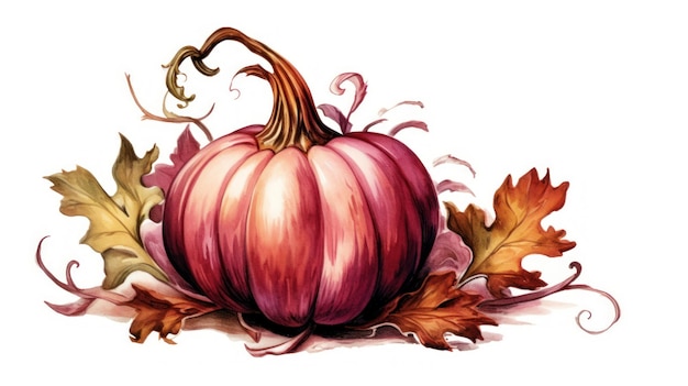 Ilustración de una calabaza en tonos granates