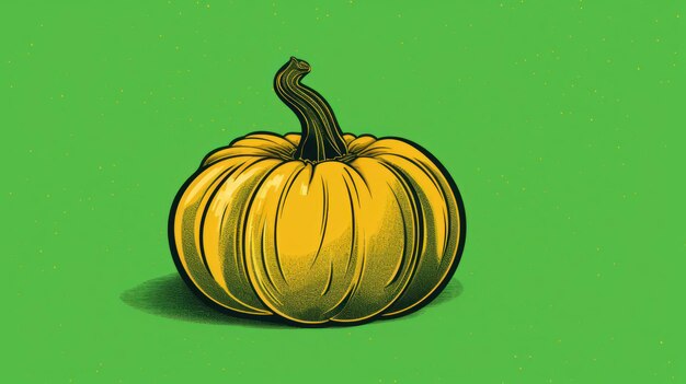 Ilustración de una calabaza en tonos lima.