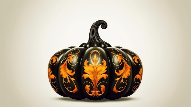 Ilustración de una calabaza en tonos negros.