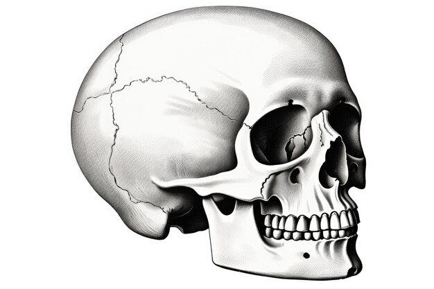 Foto una ilustración de una calavera hecha a mano.