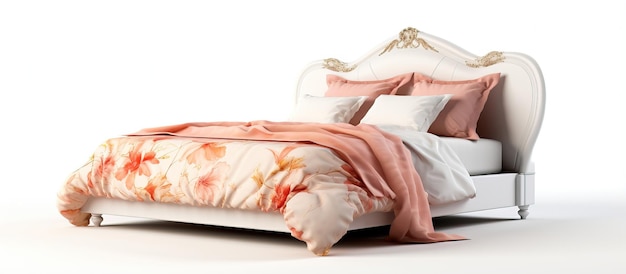Foto ilustración de una cama sobre un fondo blanco