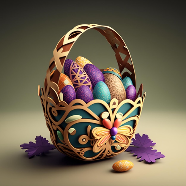 ilustración de canasta de huevos de pascua