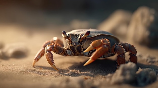 Ilustración de un cangrejo marino corriendo en la arena