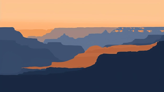 Una ilustración de un cañón al atardecer