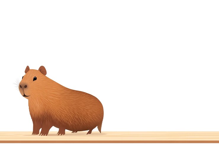 Foto ilustración de un capibara solitario y lindo en el lado de la imagen