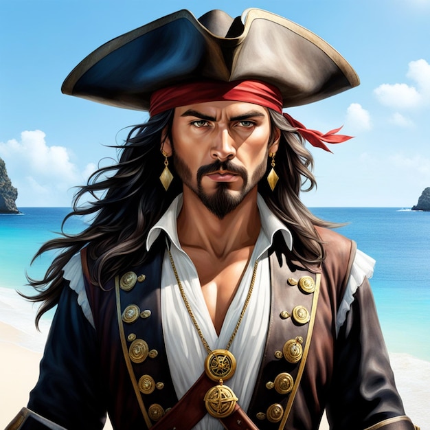 Foto ilustración de un capitán pirata