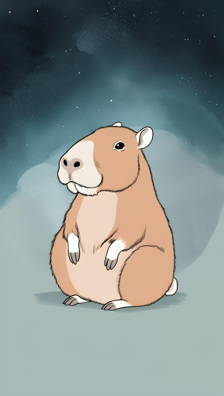 Foto una ilustración caprichosa de un capibara de dibujos animados