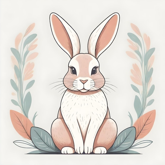 Foto ilustración caprichosa de un conejo dibujado a mano