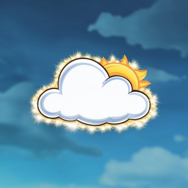 Una ilustración caprichosa y vibrante de una sola nube blanca y hinchada suspendida contra un cielo azul
