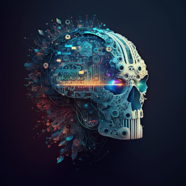 Ilustración de cara de robot AI generativo