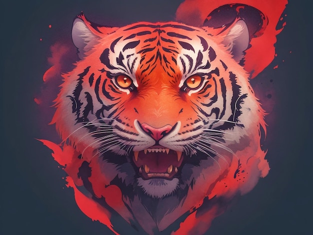 La ilustración de la cara del tigre.