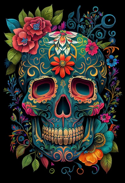 Ilustración de caramelo de calavera IA generativa