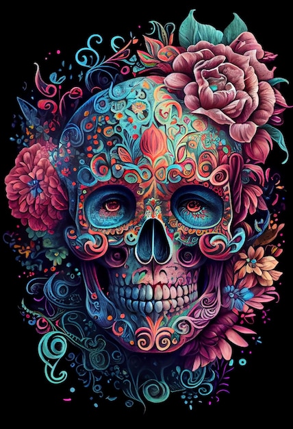 Ilustración de caramelo de calavera IA generativa