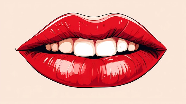 Ilustración de caricatura de labios rojos dibujada a mano