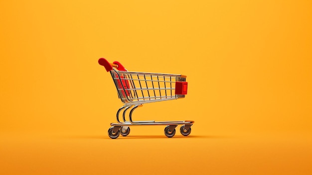 Ilustración de carrito de compras comercio electrónico y concepto de negocio IA generativa