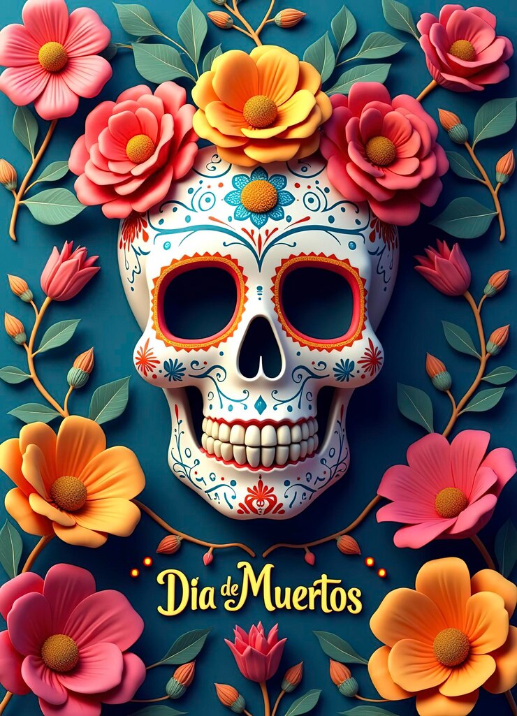 Ilustración del cartel de la celebración del Día de los Muertos