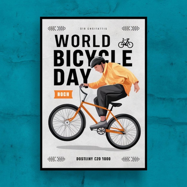 Foto ilustración del cartel del día mundial de la bicicleta