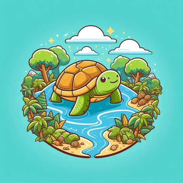 Ilustración de cartel para el Día Mundial de las Tortugas y Tortugas