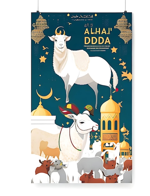 Ilustración del cartel de Eid al Adha Mubarak Generativo de IA