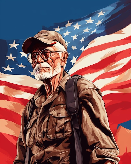 Ilustración de cartel de soldado americano militar