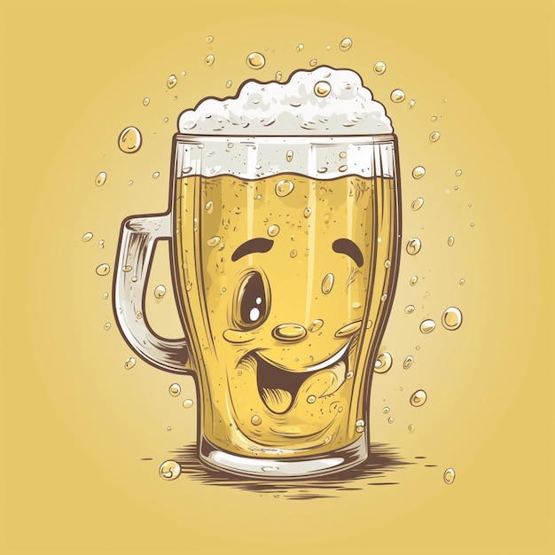 Foto ilustración de cartón de jarra de cerveza con smiley