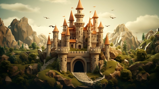 Ilustración del castillo en 3D