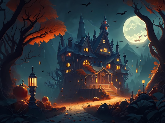 ilustración del castillo de halloween