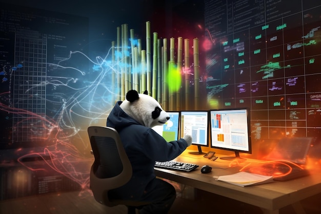 Ilustración cautivadora que muestra una IA generativa de personajes de panda