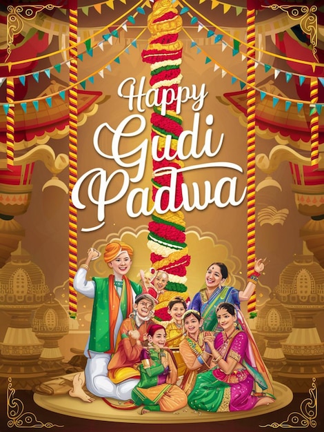 Una ilustración de la celebración del Día de Gudi Padwa