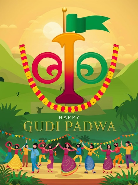 Una ilustración de la celebración del Día de Gudi Padwa