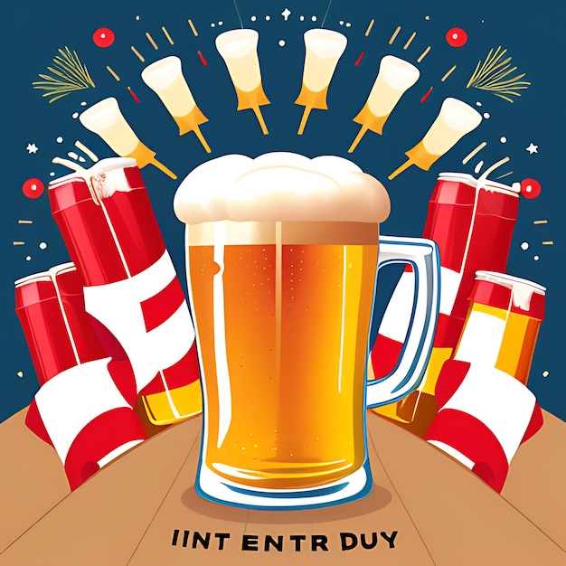 Ilustración de la celebración del día internacional de la cerveza