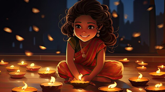 Ilustración de la celebración de Diwali