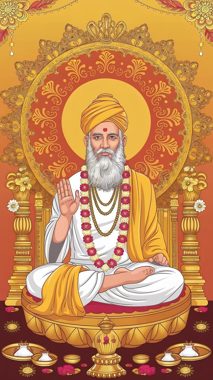 Foto ilustración de la celebración de guru purnima en honor a los guías espirituales