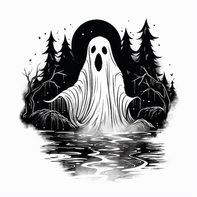 Ilustración celta de fantasma de Halloween dibujada a mano
