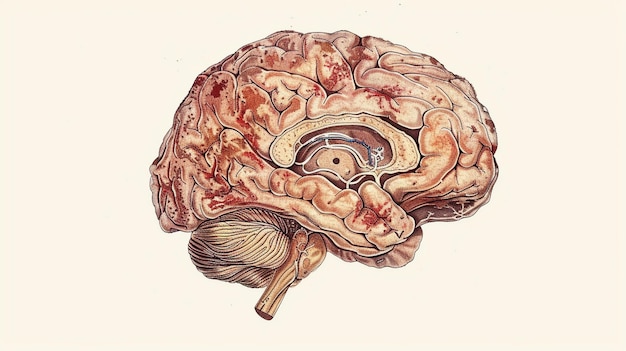 Ilustración del cerebro humano con elementos neurológicos