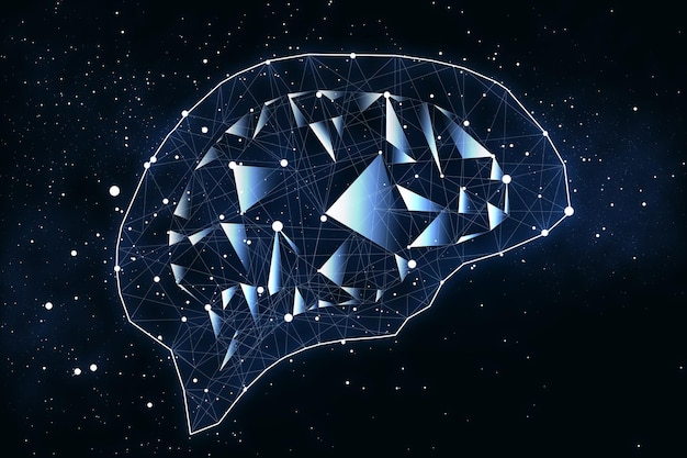 Ilustración del cerebro humano sobre fondo oscuro