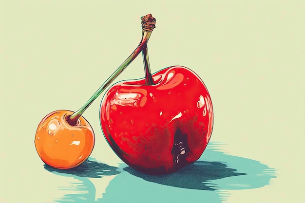 Foto ilustración de cereza ilustración de frutas ia generativa