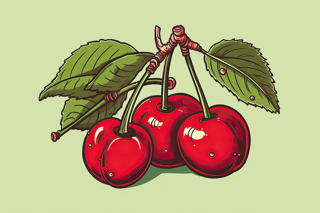 Ilustración de cereza Ilustración de frutas IA generativa