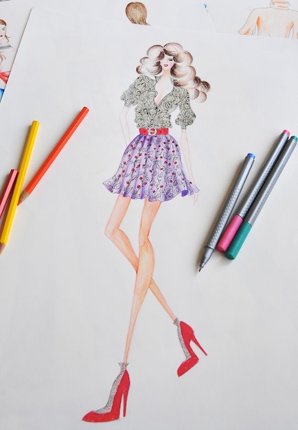 Foto ilustración de chica de moda