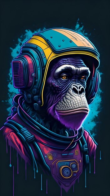 Ilustración de un chimpancé en traje espacial