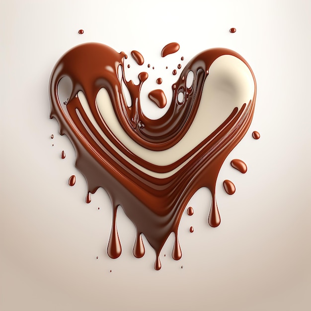 Ilustración de chocolate derretido en forma de corazón aislado en el tema negro del Día de San Valentín