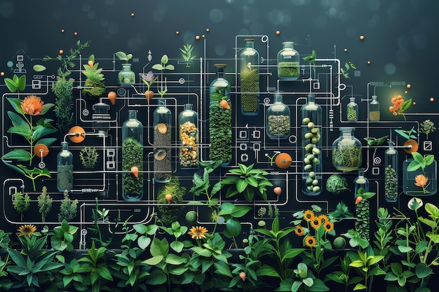 Foto ilustración del ciclo de vida del producto a base de plantas una visualización detallada del concepto