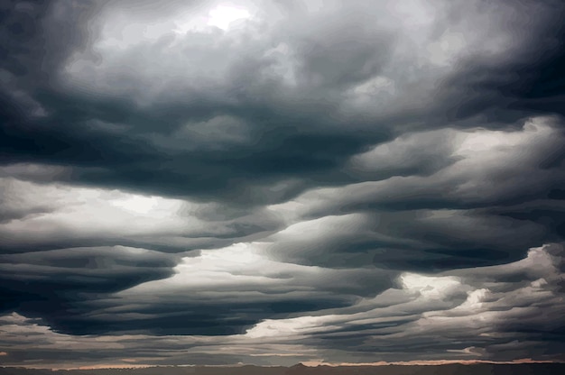 Ilustración del cielo tormentoso con tormenta de textura de fondo de cumulus cumulus gris oscuro