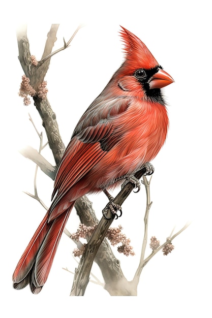 Ilustración científica de estilo de dibujo de una IA generativa cardenal roja