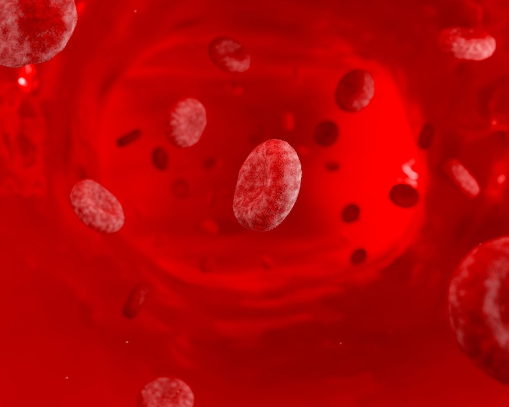 Foto ilustración científica de salud en 3d de los glóbulos rojos