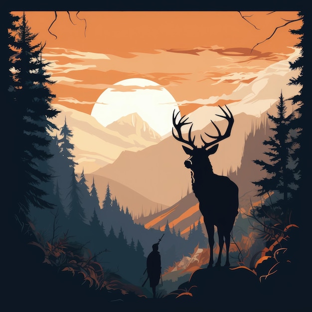 Ilustración de ciervos generada por IA Imagen